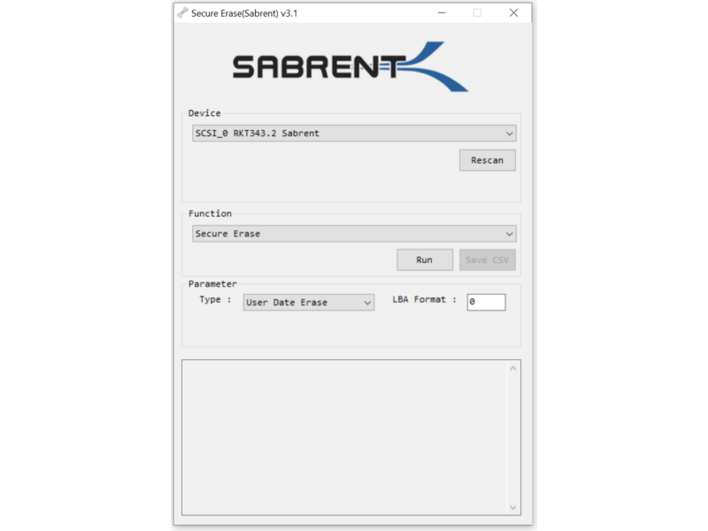Sabrent Secure Erase Tool